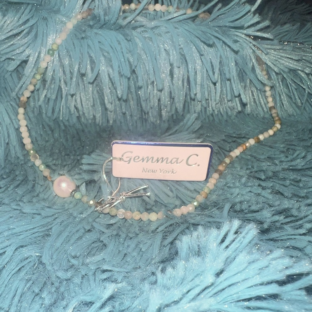 Gemma C New York Mint and Pearl Necklace